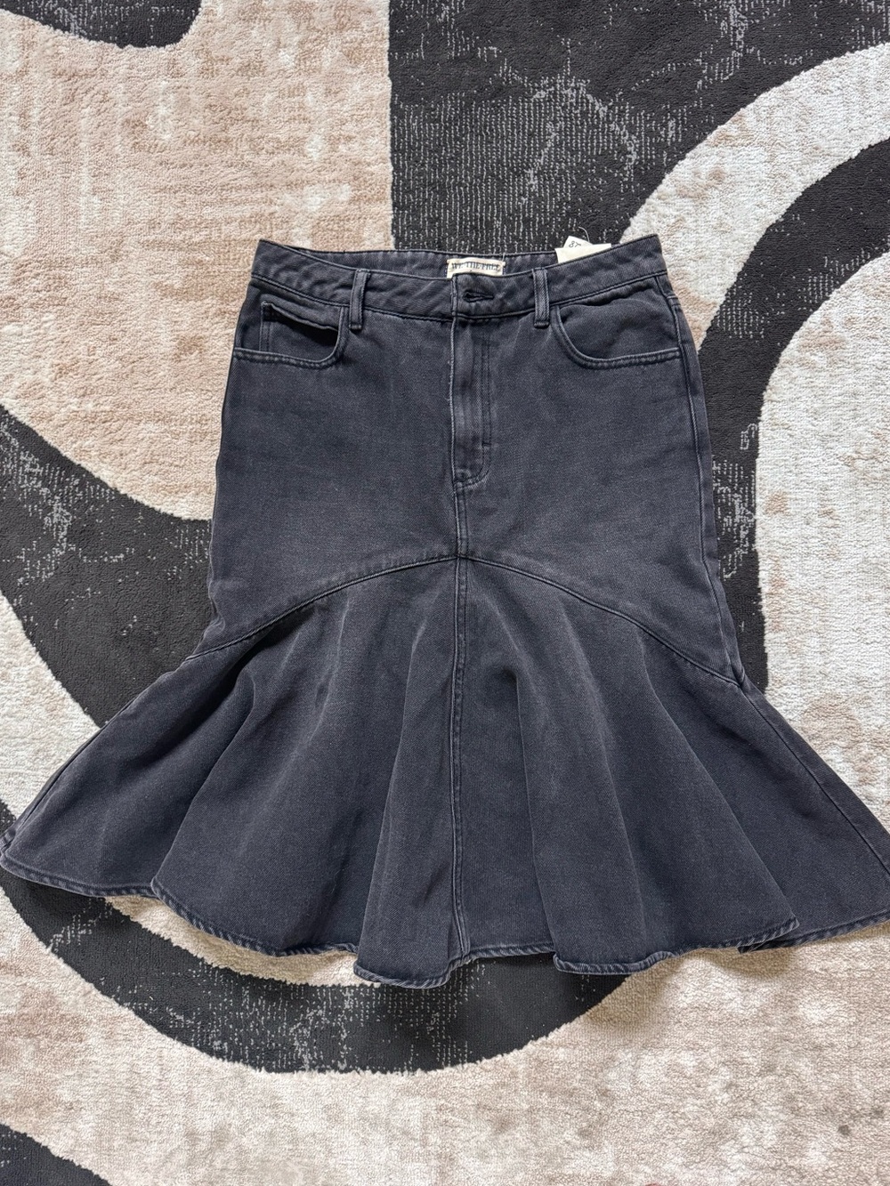 Free People - We The Free Fishtail Denim Skirt Charcoal Grey sz 28-  Women